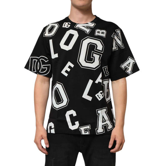 Dolce & Gabbana Black Cotton Letter Logo Short Sleeve T-shirt