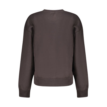 Back view of Pepe Jeans Black Cotton Women Sweater with long sleeves and crew neck, crafted from 70% organic cotton, showcasing eco-friendly fashion.