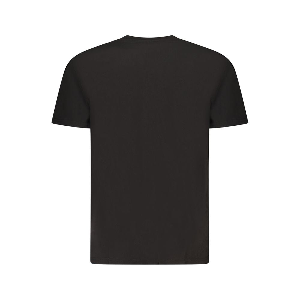 Back view of Tommy Hilfiger Black Cotton Men T-Shirt with short sleeves in sleek black color.