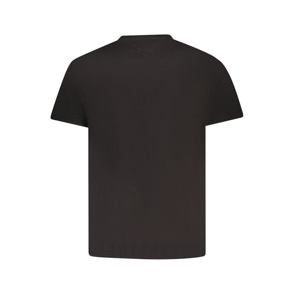 Tommy Hilfiger Black Cotton Men T-Shirt back view showcasing sleek design and high-quality fabric, perfect for modern and confident style.
