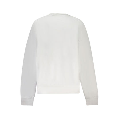 Calvin Klein White Cotton Women Sweater, back view, highlighting the long sleeves and minimalist design for elegant fashion.