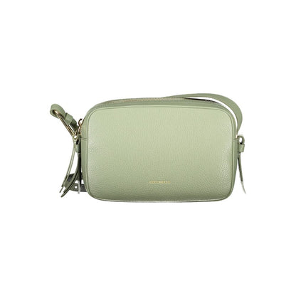 Coccinelle Green Leather Women Handbag with adjustable strap and zip closure, showcasing Italian elegance and contemporary style.