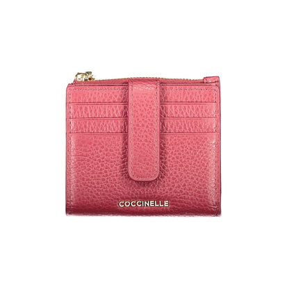 Coccinelle Purple Leather Women Wallet with card slots and zip closure.