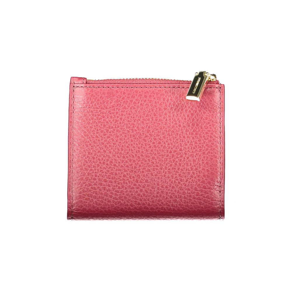 Coccinelle Purple Leather Women Wallet with zip detail, crafted from premium leather, showcasing luxury and style.