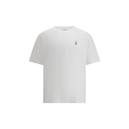 Maison Kitsuné White Cotton T-Shirt with Standing Fox embroidery for versatile style and comfort.