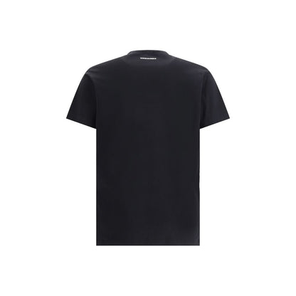 Back view of Dsquared² Black Cotton T-Shirt with contrasting monogram, perfect for adding personality to casual outfits, AW25 collection.