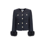 Self-Portrait Fur cuffed Jacket SE-AW25088JBBLACK-10
