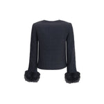 Self-Portrait Fur cuffed Jacket SE-AW25088JBBLACK-10