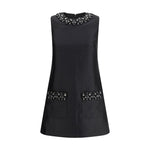 Self-Portrait Taffeta embellished trim short Dress SE-AW25061SBBLACK-10