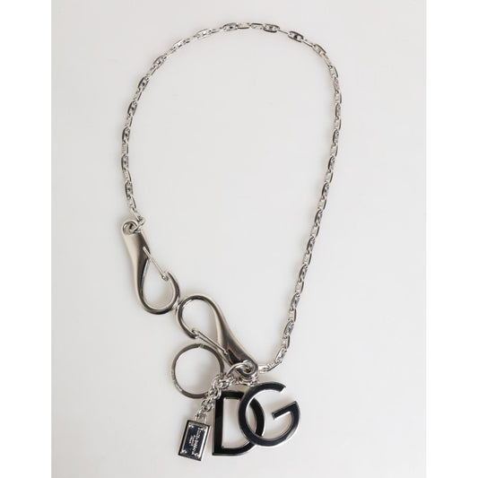 Dolce & Gabbana Silver DG Logo Key Holder Keychain Bag Charm Keyring