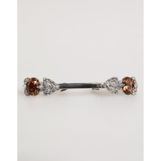 Dolce & Gabbana Lapel Pin 925 Sterling Silver Crystals Accessory Brooch
