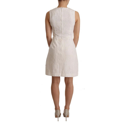 Dolce & Gabbana White Floral Sleeveless Sheath Mini Dress