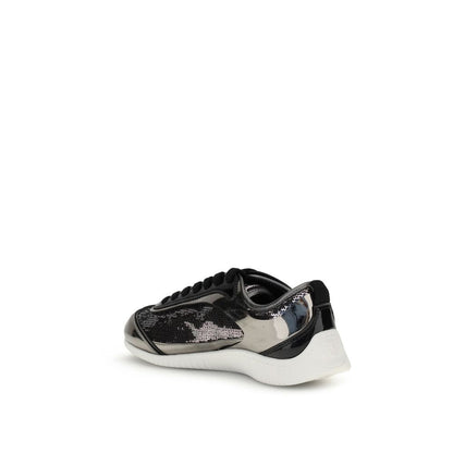 PINKO Silver Nylon Chunky Sneakers with sequins and rubber sole for a stylish and comfortable modern look.