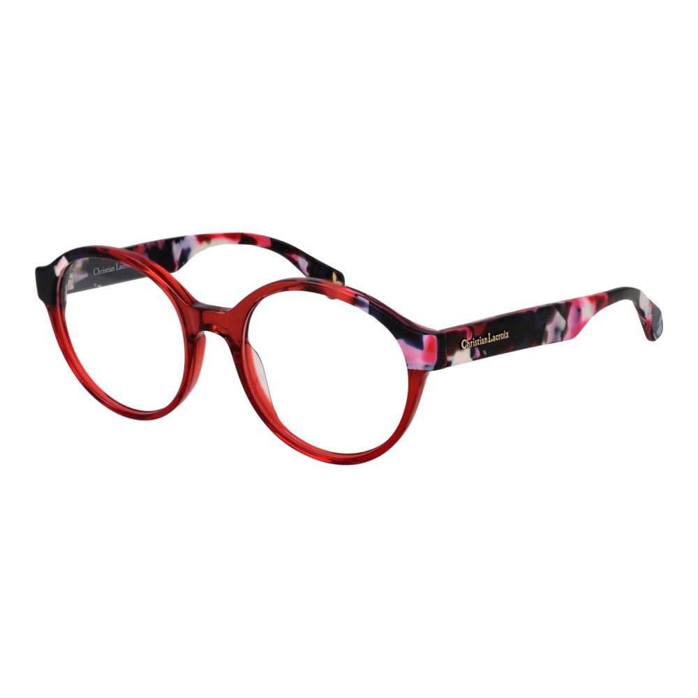 Christian Lacroix Beige Women Glasses Frame, round full-rim acetate design, demo lenses, 52mm width, in stylish acetate material.