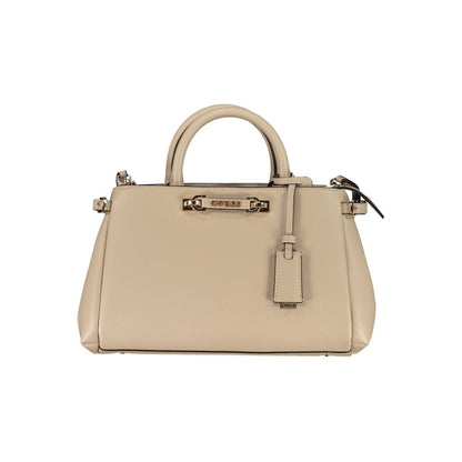Guess Jeans Beige Polyethylene Women Handbag with two handles and detachable strap