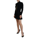 Dsquared² Black Viscose Long Sleeves Cut Out Mini Dress