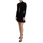 Dsquared² Black Viscose Long Sleeves Cut Out Mini Dress