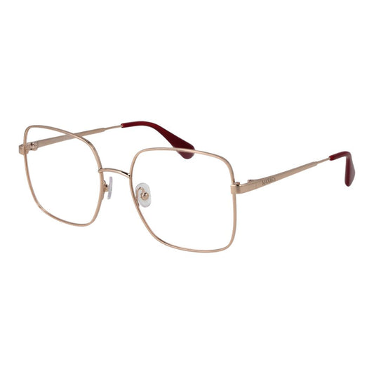 Max & Co Gold Women Glasses Frame, metal full-rim square style, 55-18-140 size, gold color with demo lenses, includes branded case.