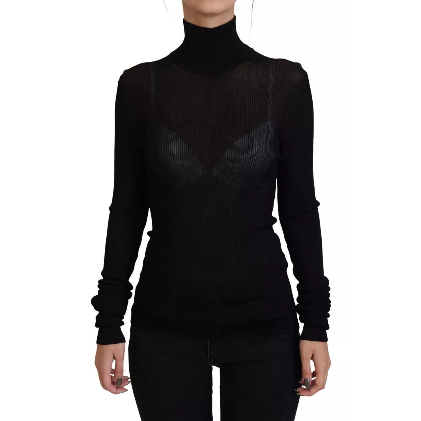 Dolce & Gabbana Black Turtleneck Slim Fit Pullover Sweater