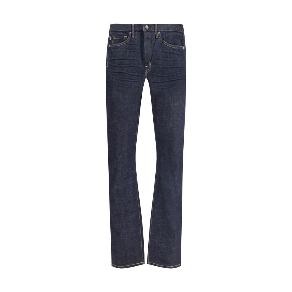 Tom Ford Blue Cotton Straight-Leg Jeans