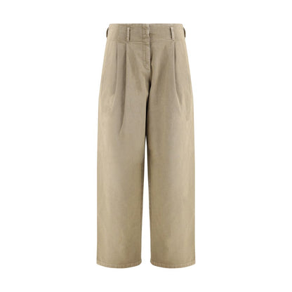 Golden Goose Bicolor Cotton Casual Pants with oversized wide leg, belt loops, front zipper, button closure, and side welt pockets.