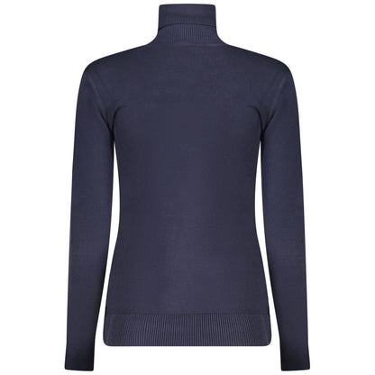 Guess Jeans Blue Viscose Women Sweater with turtleneck, back view