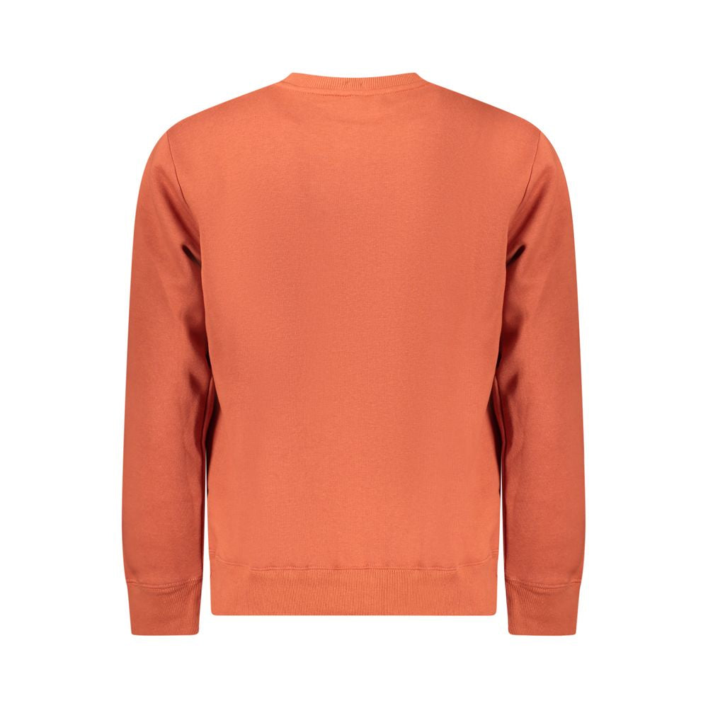 Back view of Norway 1963 Orange Cotton Men Sweater showcasing bold orange hue and crew neck design for a stylish look.
