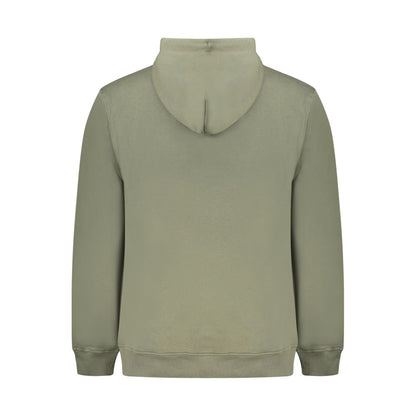 Back view of Tommy Hilfiger Green Cotton Men Sweater showing hood and long sleeves