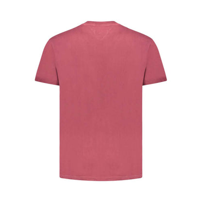 Tommy Hilfiger Red Cotton Men T-Shirt, back view showing vibrant color and style.