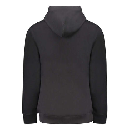 Tommy Hilfiger Black Cotton Men Sweater with hood, back view showcasing sleek design.