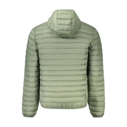 North Sails Green Polyester Men's Jacket with hood and padding, back view.