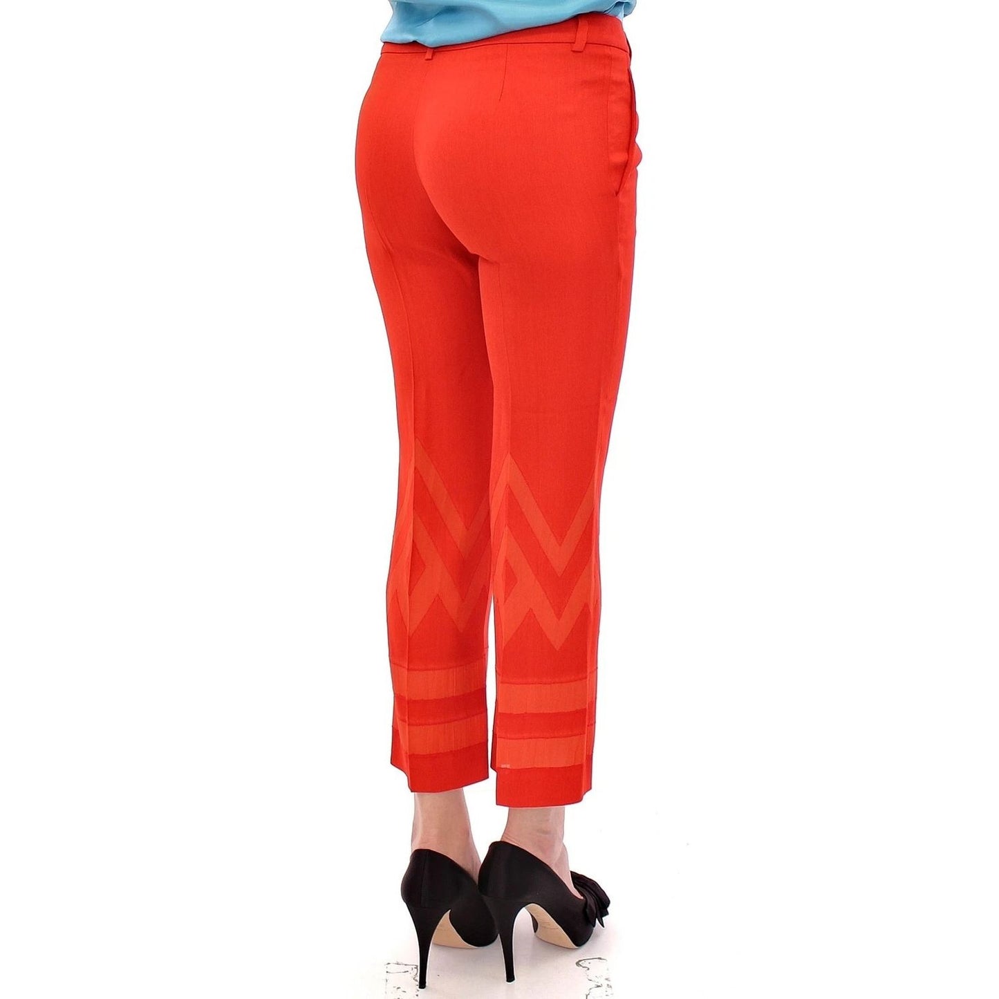 Versace Collection Red Pants Cropped 3/4 Short Nude Capri Pants