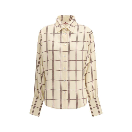 Crida Milano Feltre silk Shirt CR-FELTRECHECKOFFWH-1