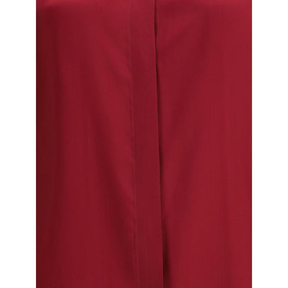 Close-up of red fabric texture of Crida Milano Multicolor Silk Shirt with smooth satin surface highlighting luminous quality.