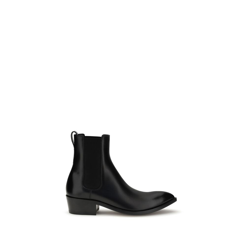 Tom Ford Black Calf Leather Bos Taurus Chelsea Boots