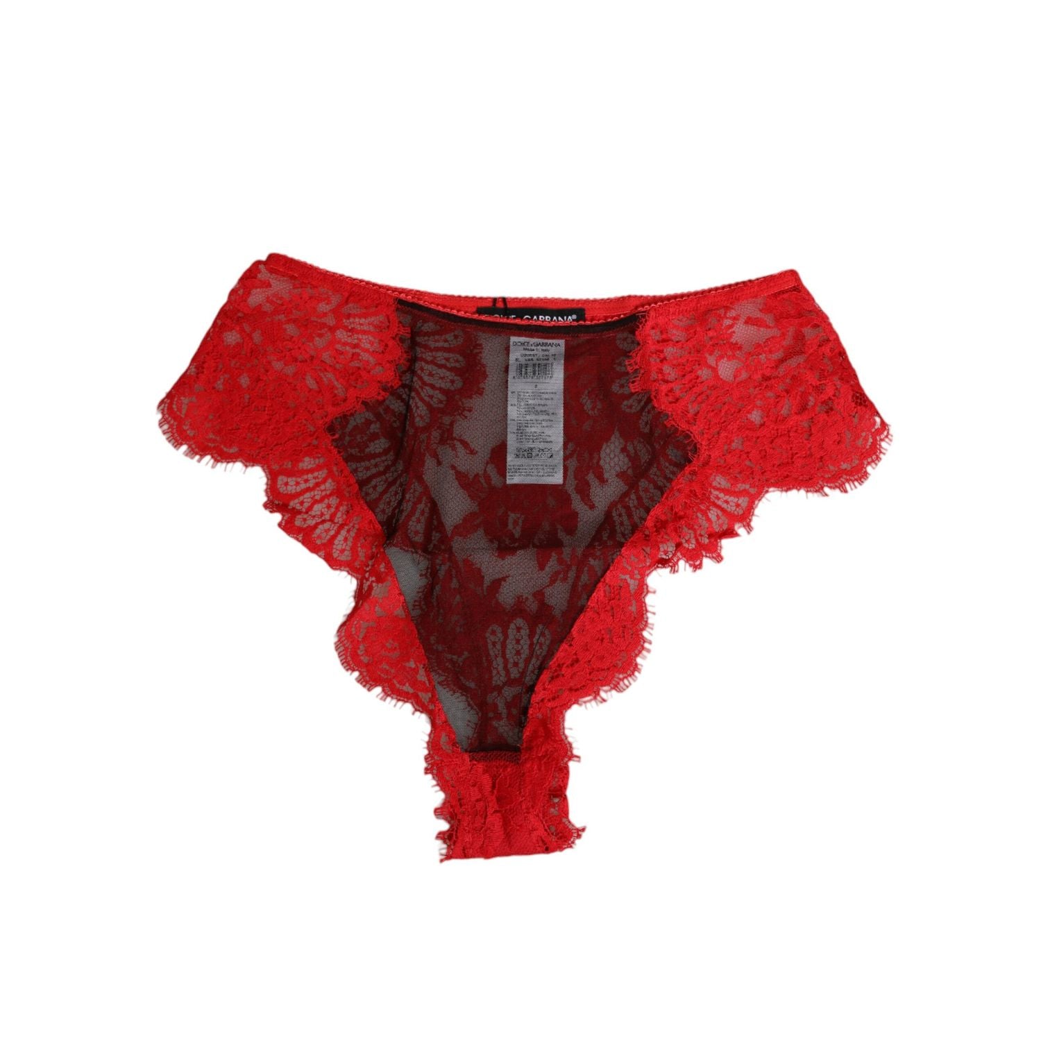 Dolce & Gabbana Red Floral Lace Sheer Briefs Women Underwear