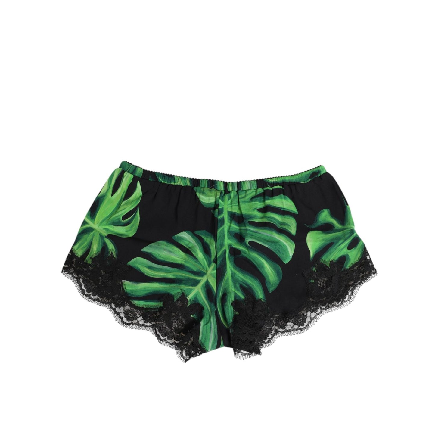 Dolce & Gabbana Black Green Tropical Print Lace Underwear
