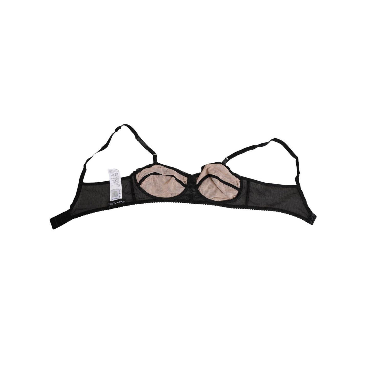 Dolce & Gabbana Black Nude Floral Lace Sheer Bra Underwear