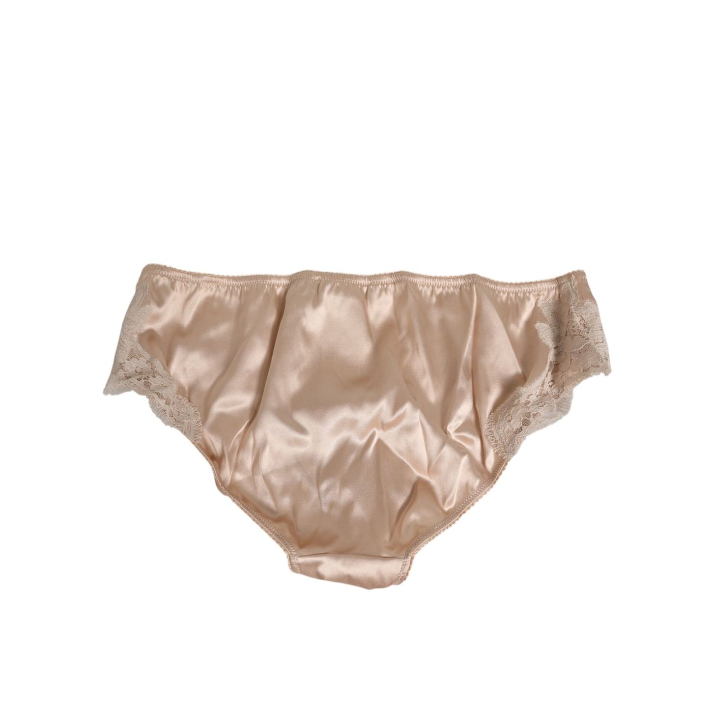 Dolce & Gabbana Rosy Beige Silk Satin Lace Trim Panty Underwear