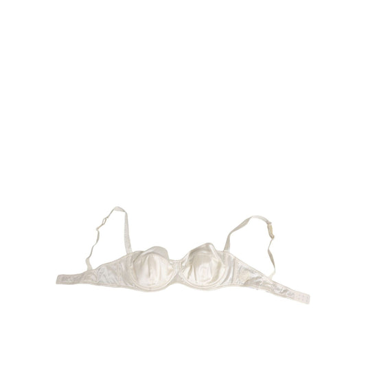 Dolce & Gabbana White Silk Satin Balconnet Lingerie Bra Underwear, luxury Italian-made bra with flattering support and premium materials.