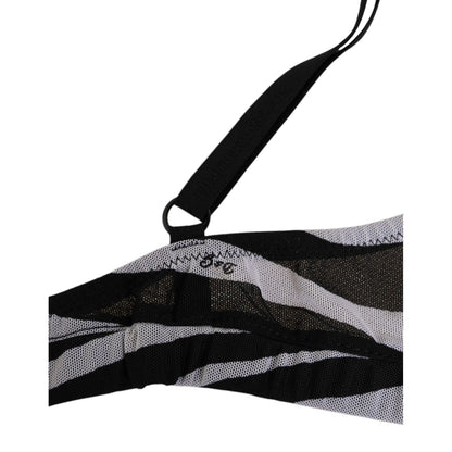 Dolce & Gabbana Black White Zebra Print Sheer Mesh Bralette Underwear