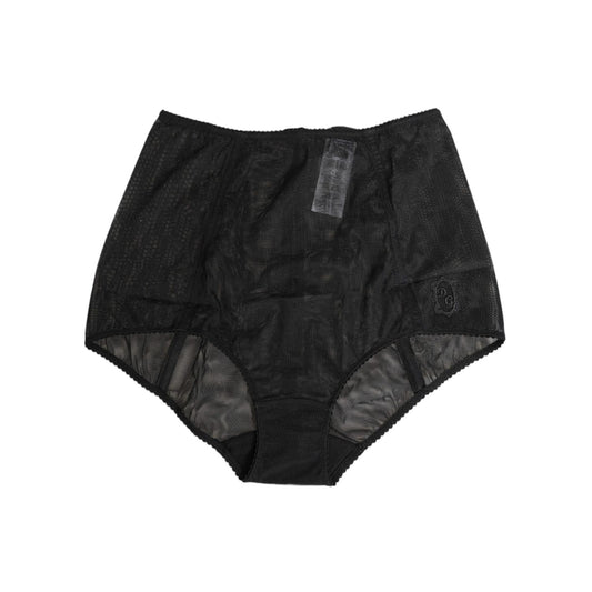 Dolce & Gabbana Black High Waist Mesh Sheer Shapewear Underwear with DG logo, elegant and comfortable Italian-made briefs