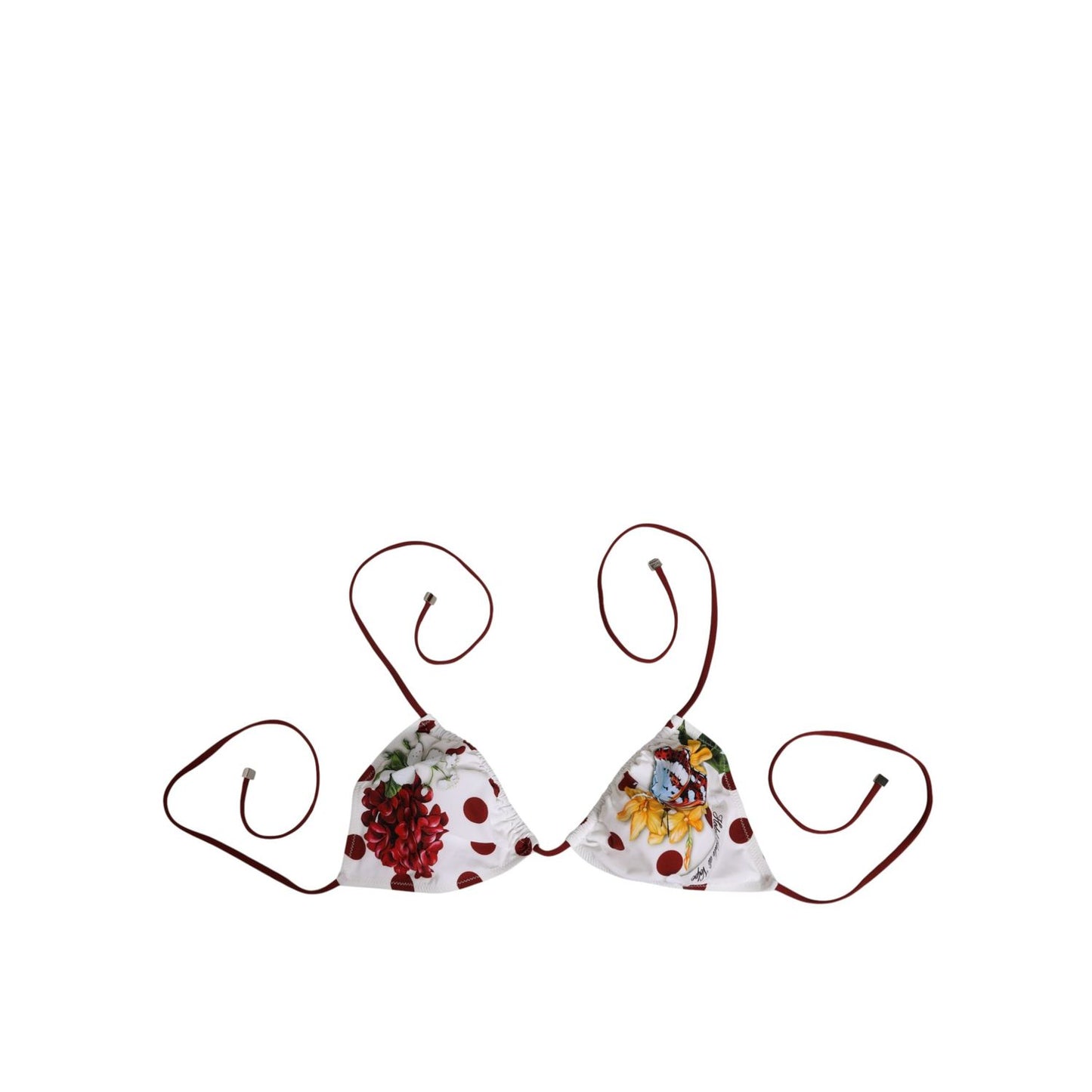 Dolce & Gabbana White Red Polka Dot Floral Print Triangle