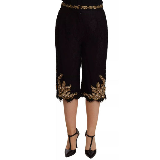 Dolce & Gabbana Black Lace Gold Baroque SPECIAL PIECE Shorts PAN72100-40