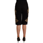 Alt Tag: Dolce & Gabbana Black Lace Gold Baroque SPECIAL PIECE Shorts back view