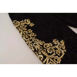 Dolce & Gabbana Black Lace Gold Baroque SPECIAL PIECE Shorts with intricate embroidery detail, luxury Italian fashion.