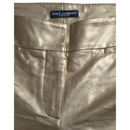 Dolce & Gabbana Gold High Waist Skinny Women Metallic Pants