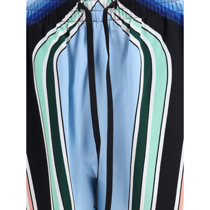 Casablanca Multicolor Silk Bermuda Shorts with elastic waistband and graphic print for a stylish AW25 look.