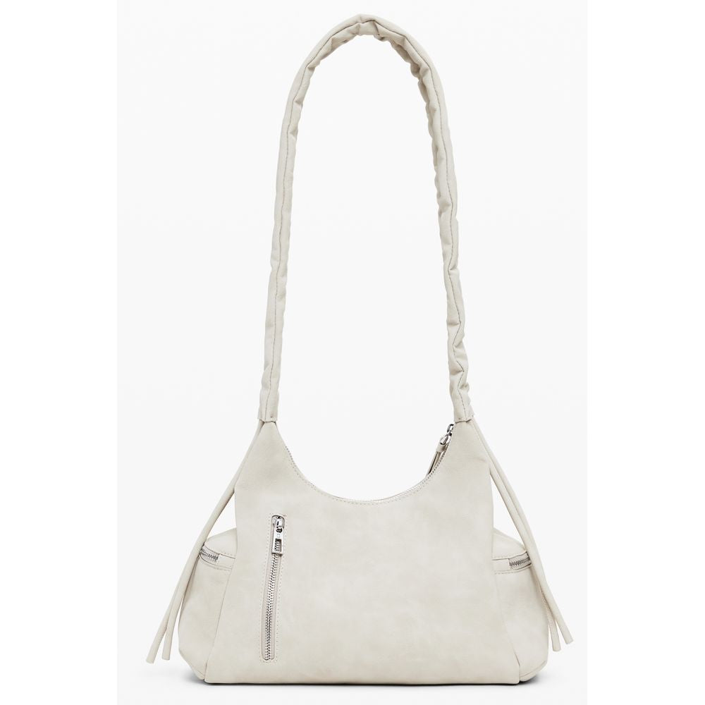 Desigual Beige Polyethylene Women Handbag with chic singular shoulder handle and external pockets for stylish organization.
