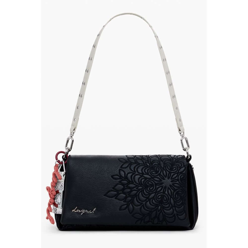 Desigual Black Polyethylene Women Handbag with embroidery and removable strap